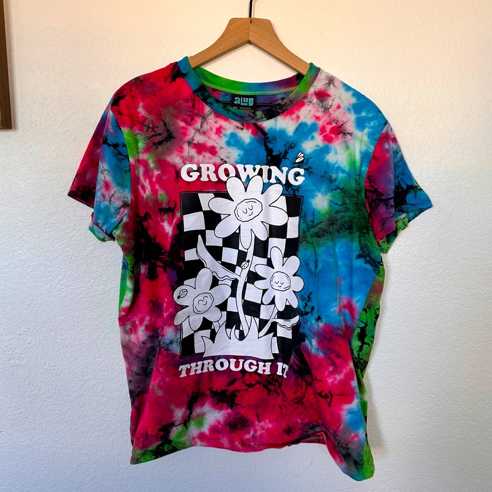 Growing through it tie dye tshirt size Xl